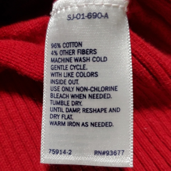 Argyle checkered sweatee cardigan. Red and Gray Button down. Size petite Lg. - Picture 5 of 11